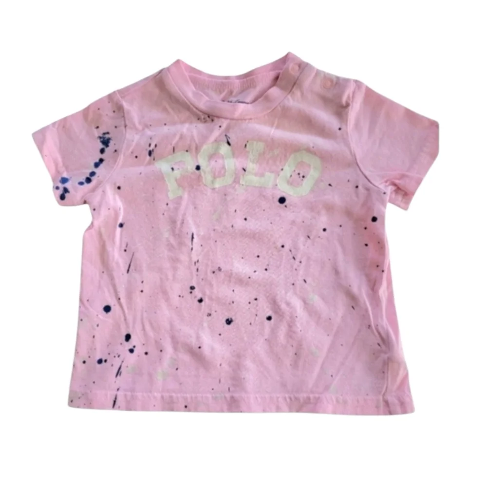 Vintage Ralph Lauren 100% Cotton Pink Prep Short Sleeve Tee Size 6 Months Infant